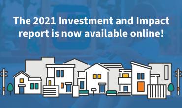 Graphic that says "The 2021 Investment and Impact report is now available online!"